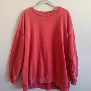Aerie Red Distressed Sweatshirt